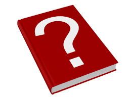 red book with large white question mark