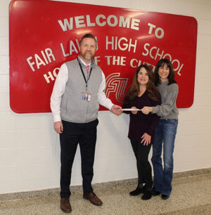 Photo Caption from L to R: FLHS Principal Paul Gorski, Maria Morone-Zotto and Linda Mann-Spelling, both from the Class of 1981
