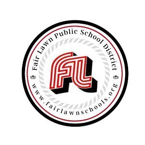 Fair Lawn School District logo, red, black & white