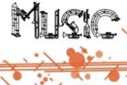 black text formed with music notes reads "imusic"