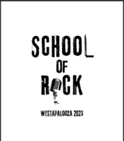 Black text on white background. Reads "School  of Rock" Westapalooza 2023