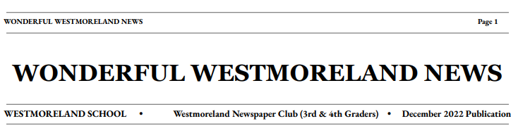 Wonderful Westmoreland News typed in black block letters