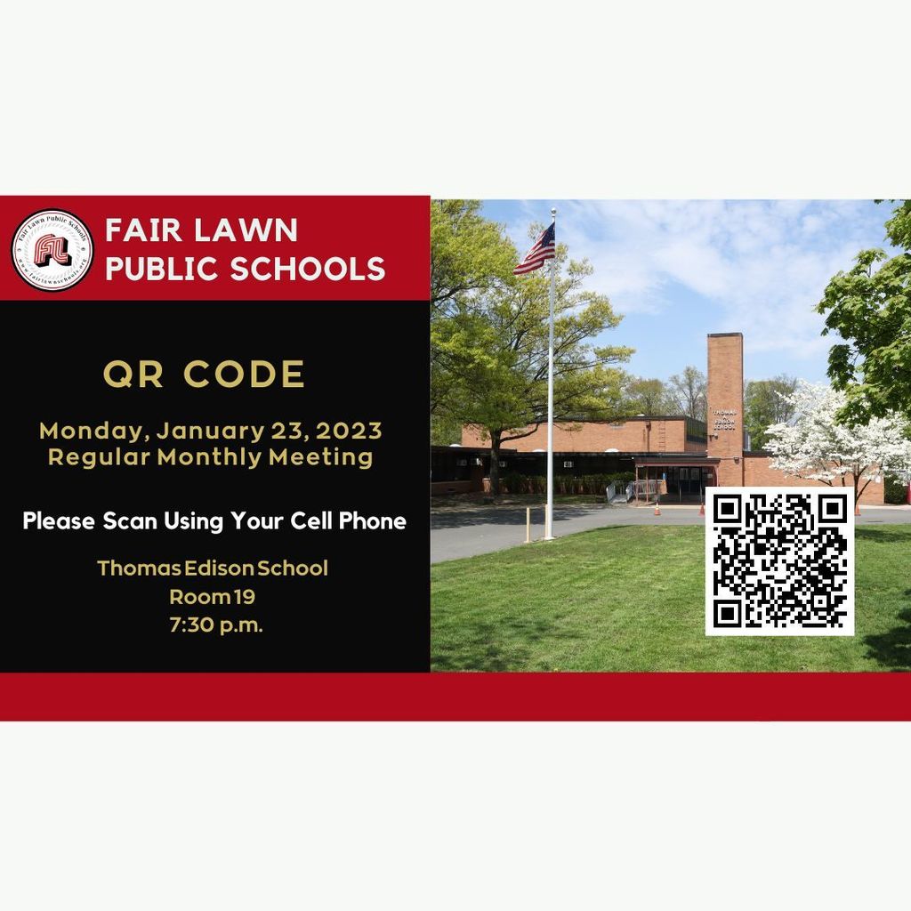 school with words and QR code