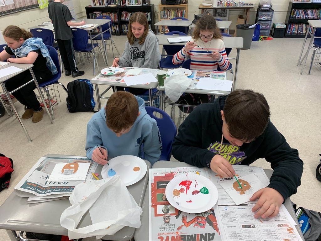 Students creating art
